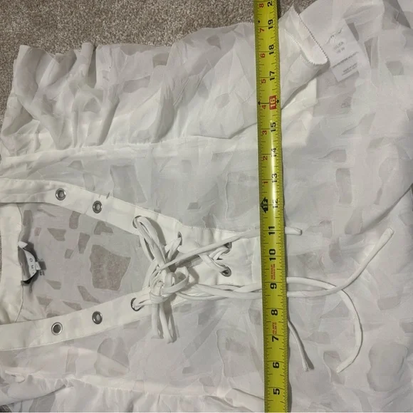 IRO Gilka Burnout Lace-Up Top REVOLVE Size 36/2 Small White Flutter Sleeve - Picture 9 of 10